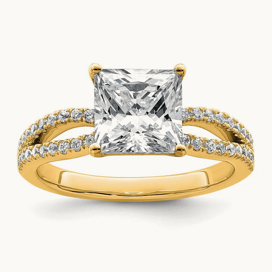 Princess Semi-Mount Engagement Ring, 0.25-2.75 ct tw Lab-Grown Diamond — 1/4 ct, 14K Yellow Gold