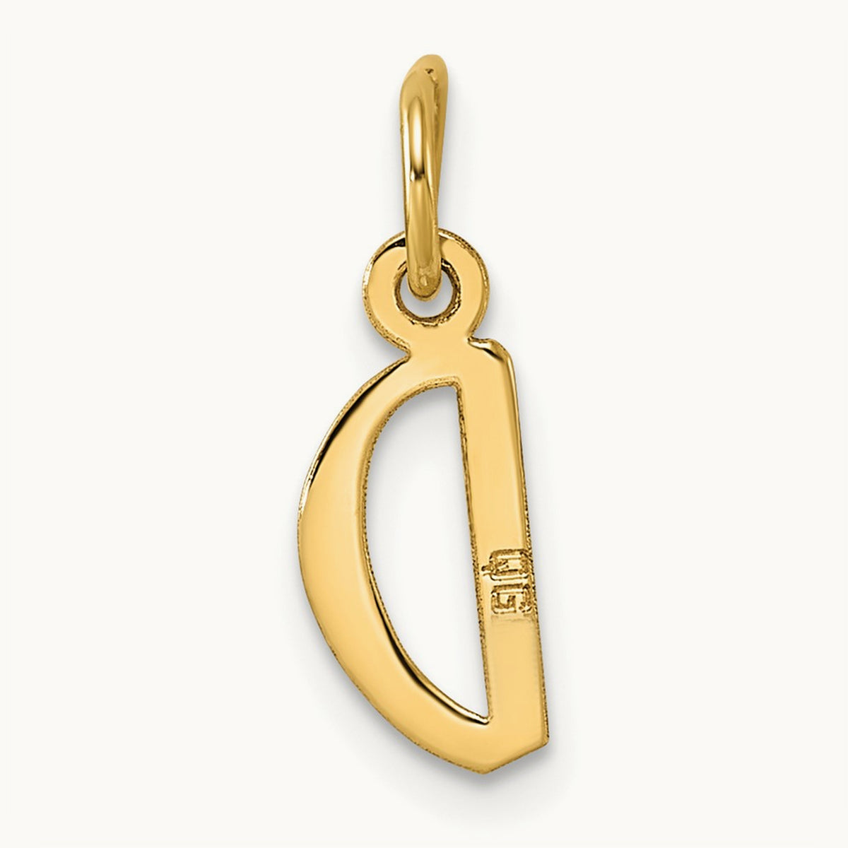 Small Slanted Block Initial Charm — 14K Yellow Gold, D