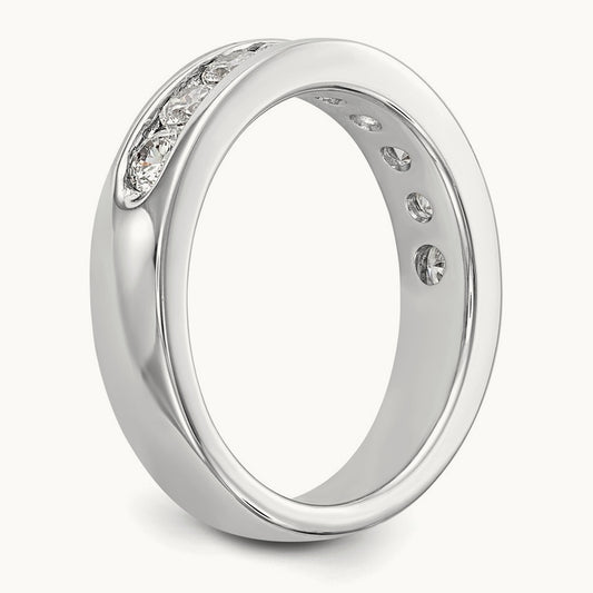 9-Stone Diamond Channel Band, 14K White Gold