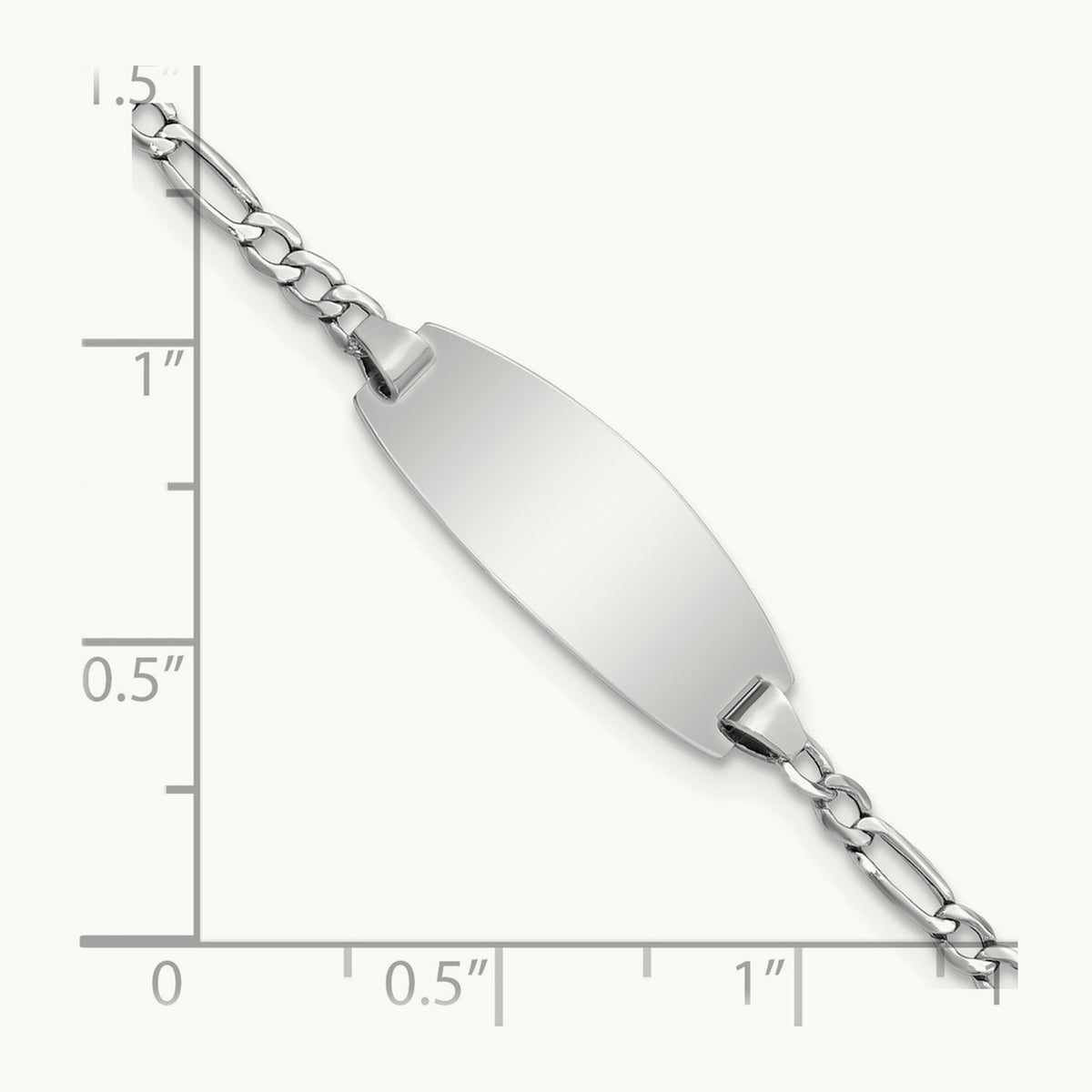 Semi-Solid Oval Figaro ID Bracelet — 14K White Gold, 5.5mm
