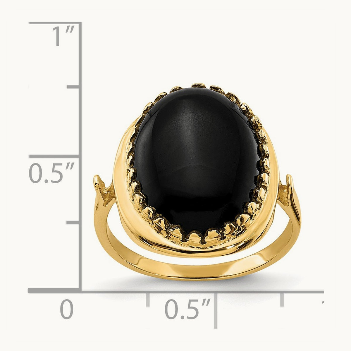 16x12mm Oval Onyx Ring, 14K