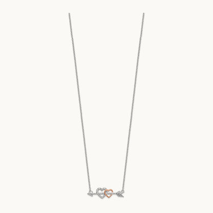 Diamond Hearts on Arrow 18in Necklace, 14K Two-tone