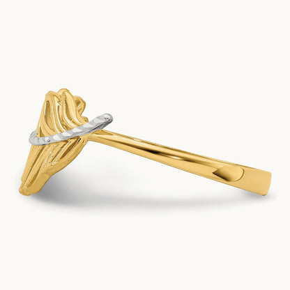 Feather Ring, 14K with White Rhodium