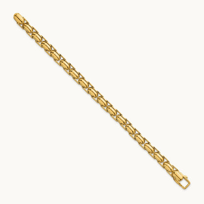 Polished Fancy Link Bracelet, 14K