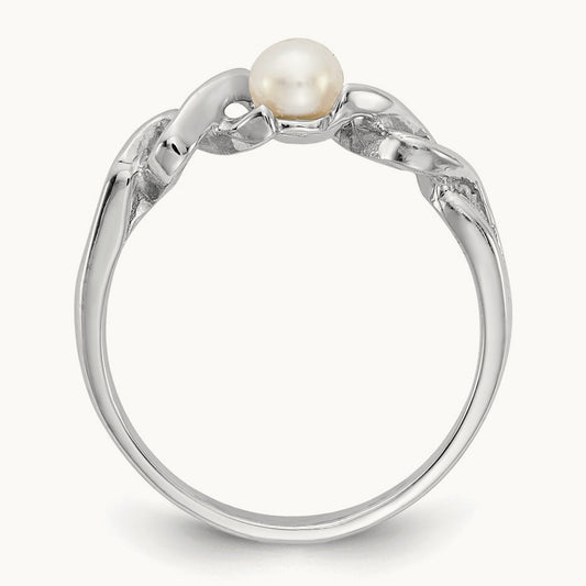 FW Cultured Pearl ring, 4mm, 14K White Gold