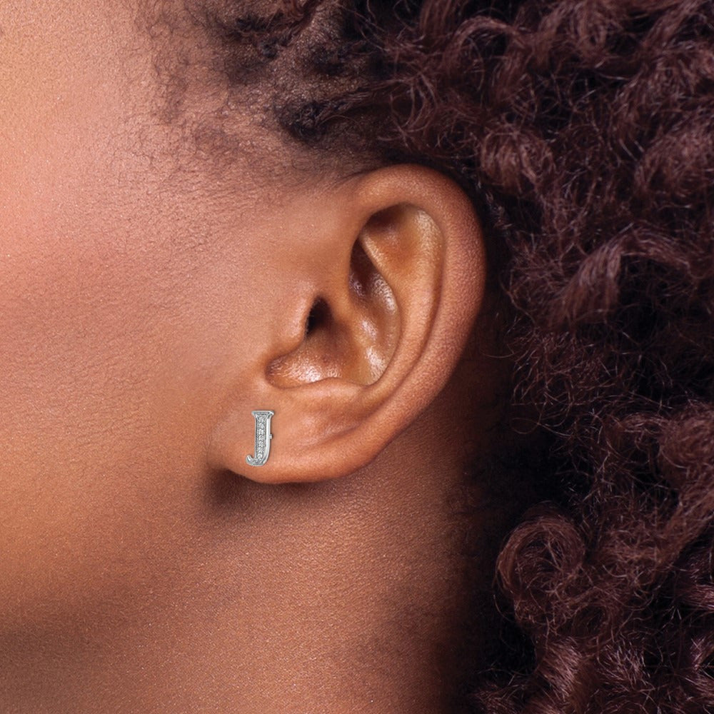 Diamond Earrings — 14K White Gold, 8mm, J