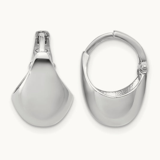 RH-Plated Polished Hinged Huggie Hoop Earrings, Sterling Silver — Leslie's