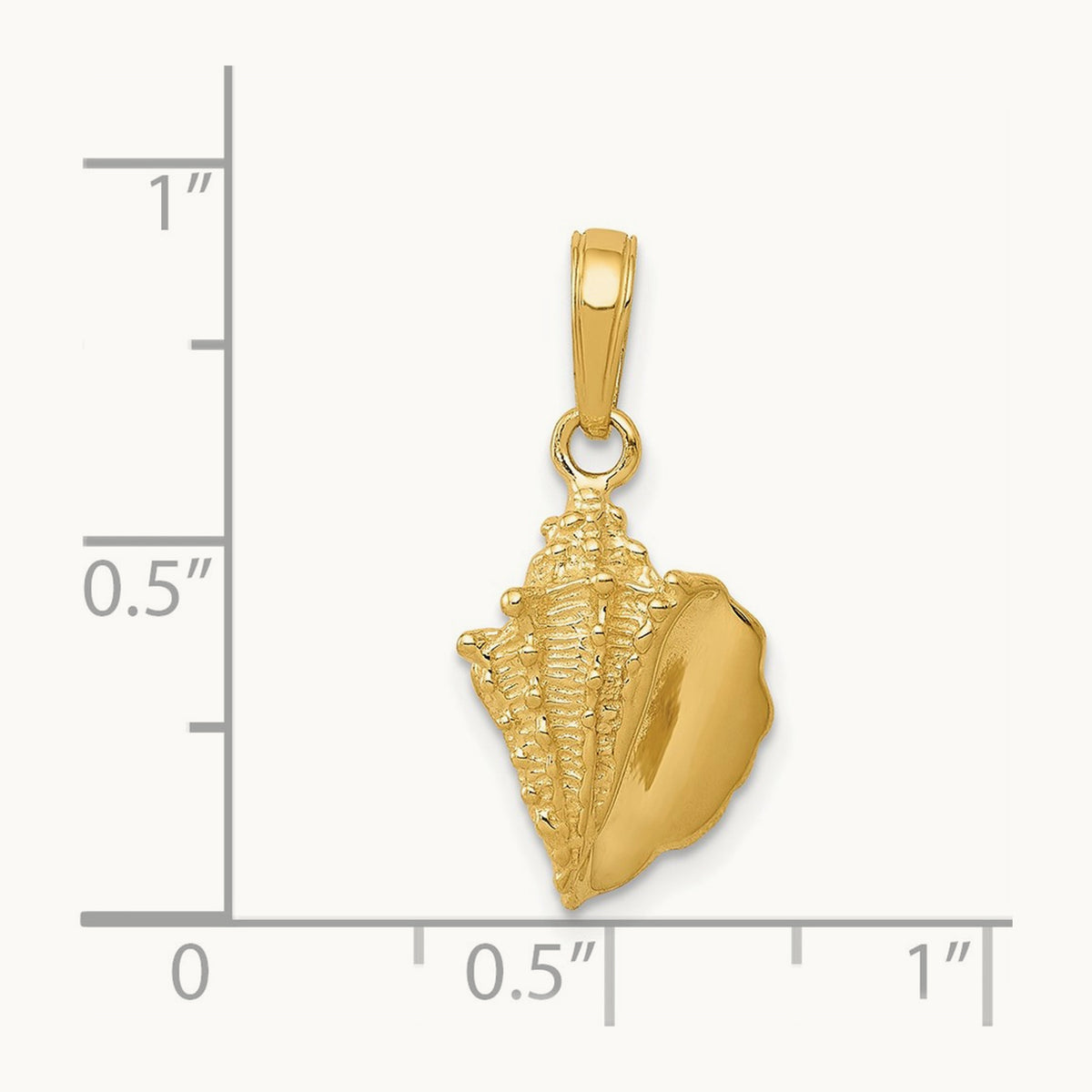 Solid Polished Conch Shell Pendant, 14K