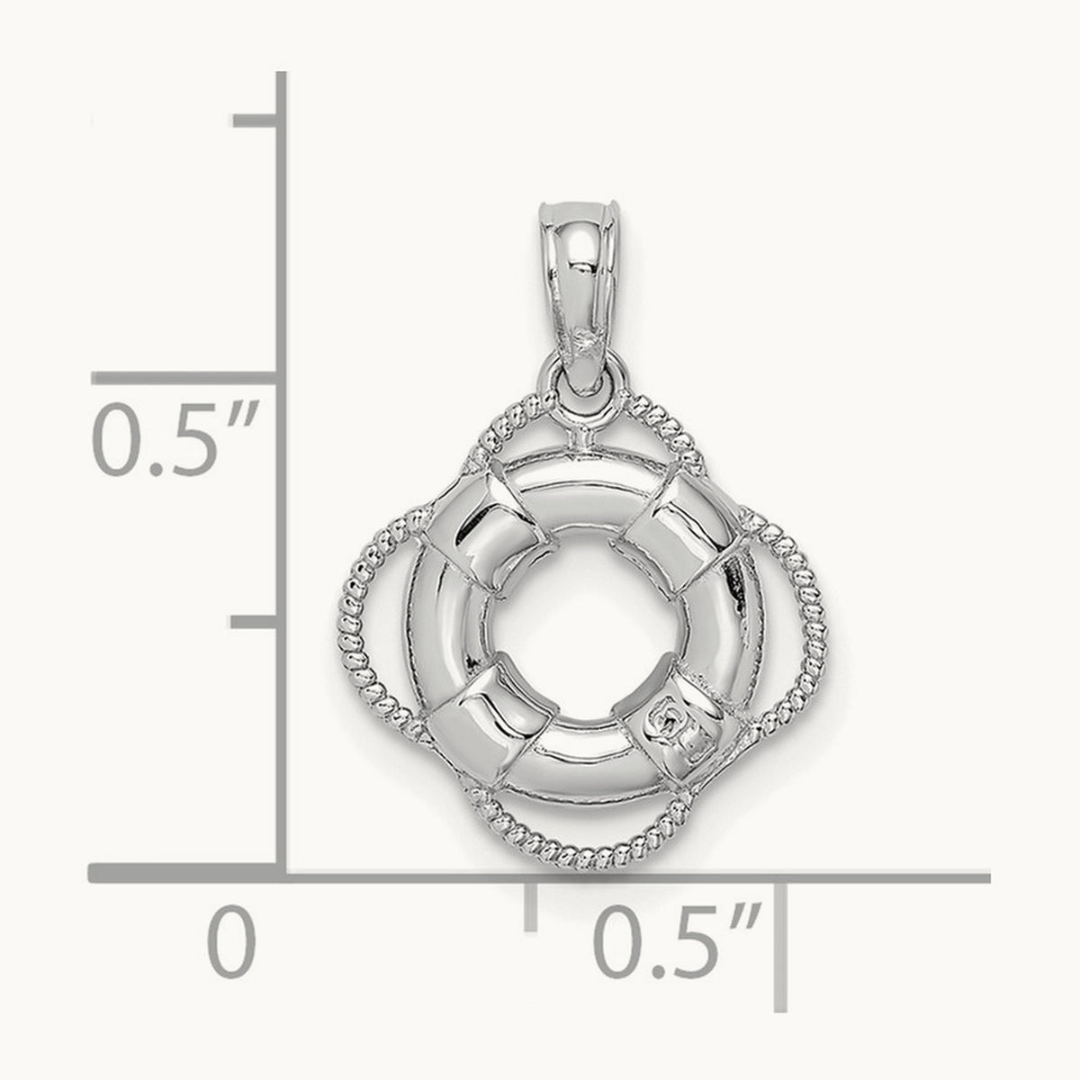 3D Gold Lifesaver Pendant, 14K White