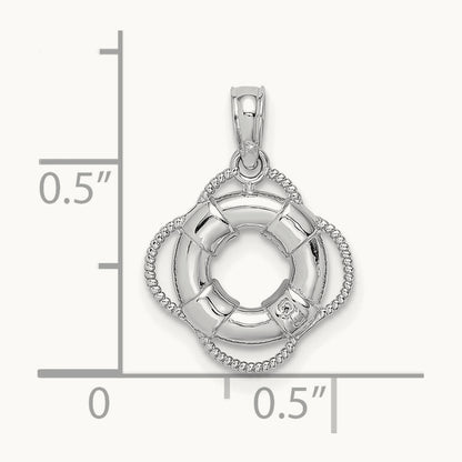 3D Gold Lifesaver Pendant, 14K White