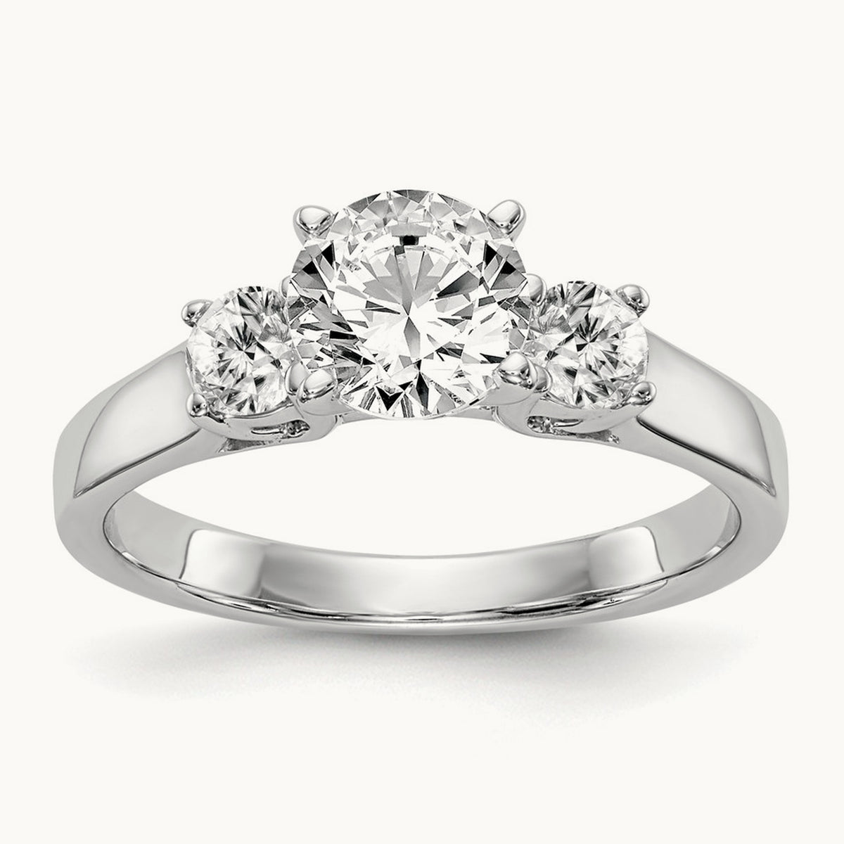 3-Stone Diamond Peg Set Semi-mount Engagement Ring, 14K White Gold