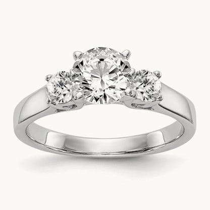 3-Stone Diamond Peg Set Semi-mount Engagement Ring, 14K White Gold