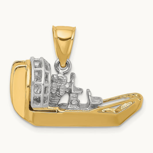3-D Airboat Charm, 14K Two-tone