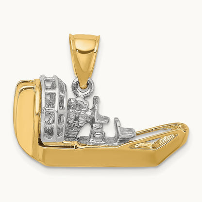 3-D Airboat Charm, 14K Two-tone