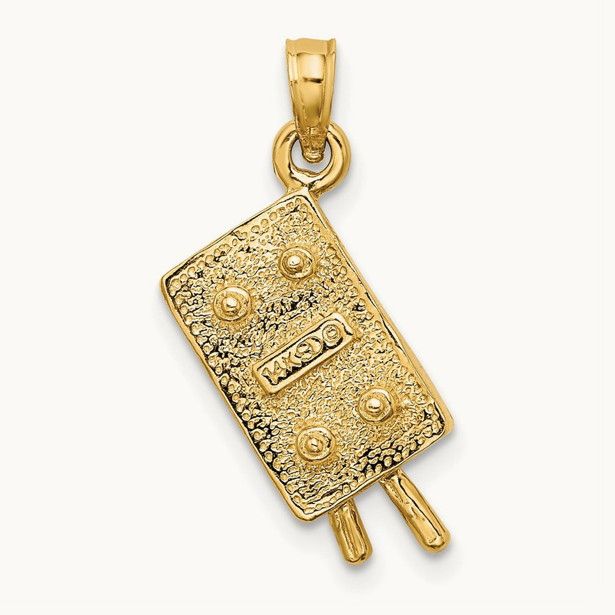 W/ Green Enamel 3-D Pool Table Charm, 14K
