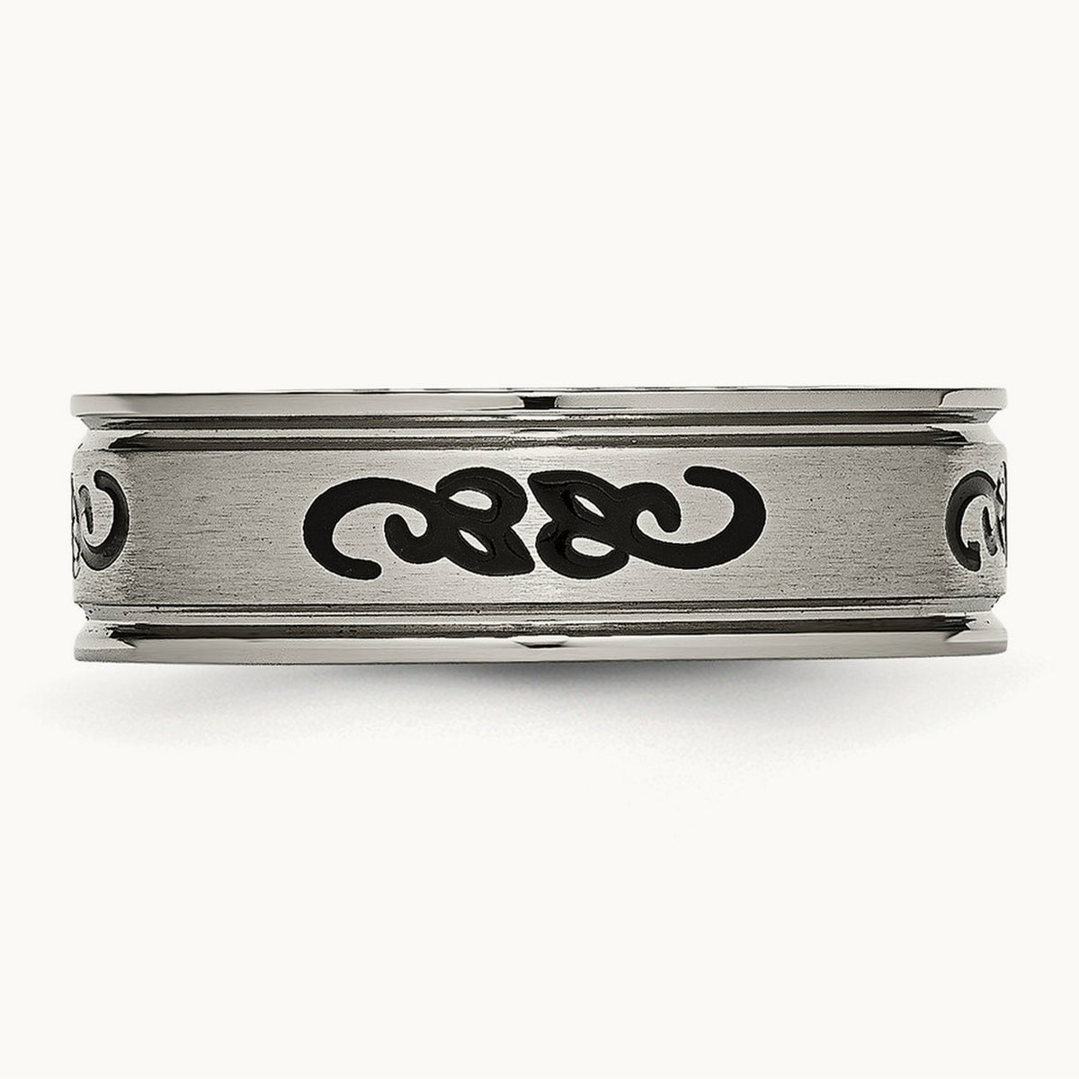 Brushed with Black Rubber Design Ridged Edge Band — photo set