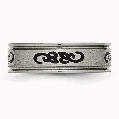 Brushed with Black Rubber Design Ridged Edge Band — photo set