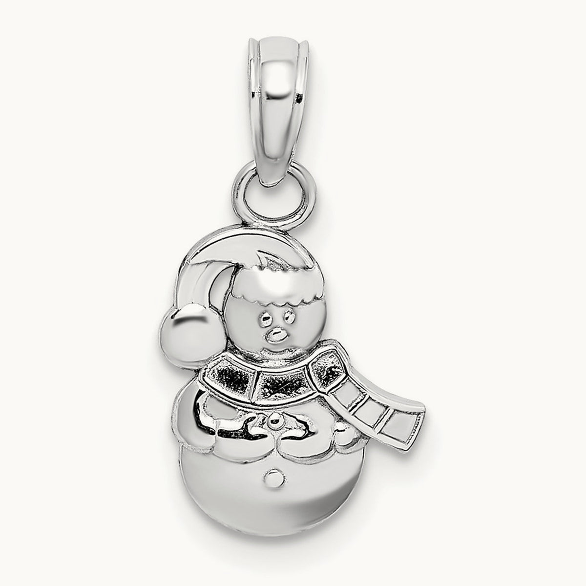 Snowman Charm — 14K White Gold