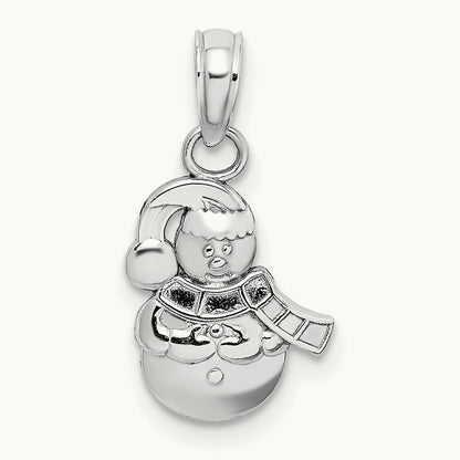 Snowman Charm — 14K White Gold