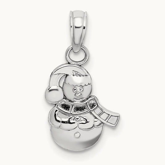 Snowman Charm — 14K White Gold