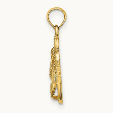 3D Solid Polished HAWAII Flip-Flops Charm, 14K