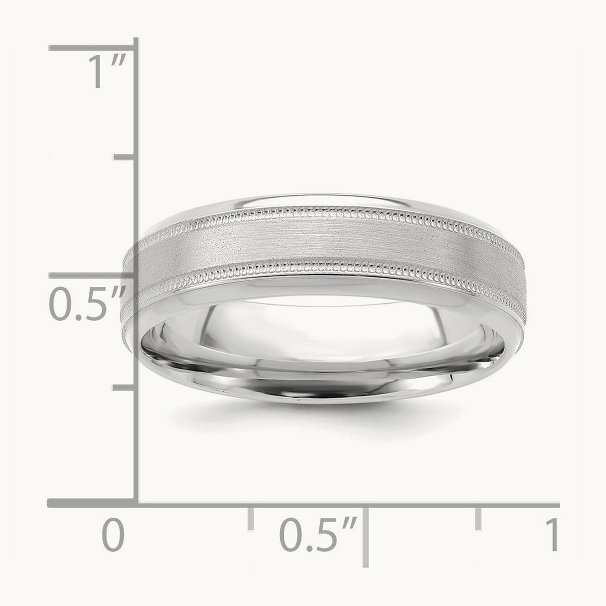 Heavy Comfort Fit Brush Satin Fancy Band, 14K White Gold