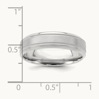 Heavy Comfort Fit Brush Satin Fancy Band, 14K White Gold