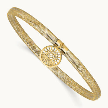 Polished Sun Charm Stretch Bangle, 14K — Leslie's