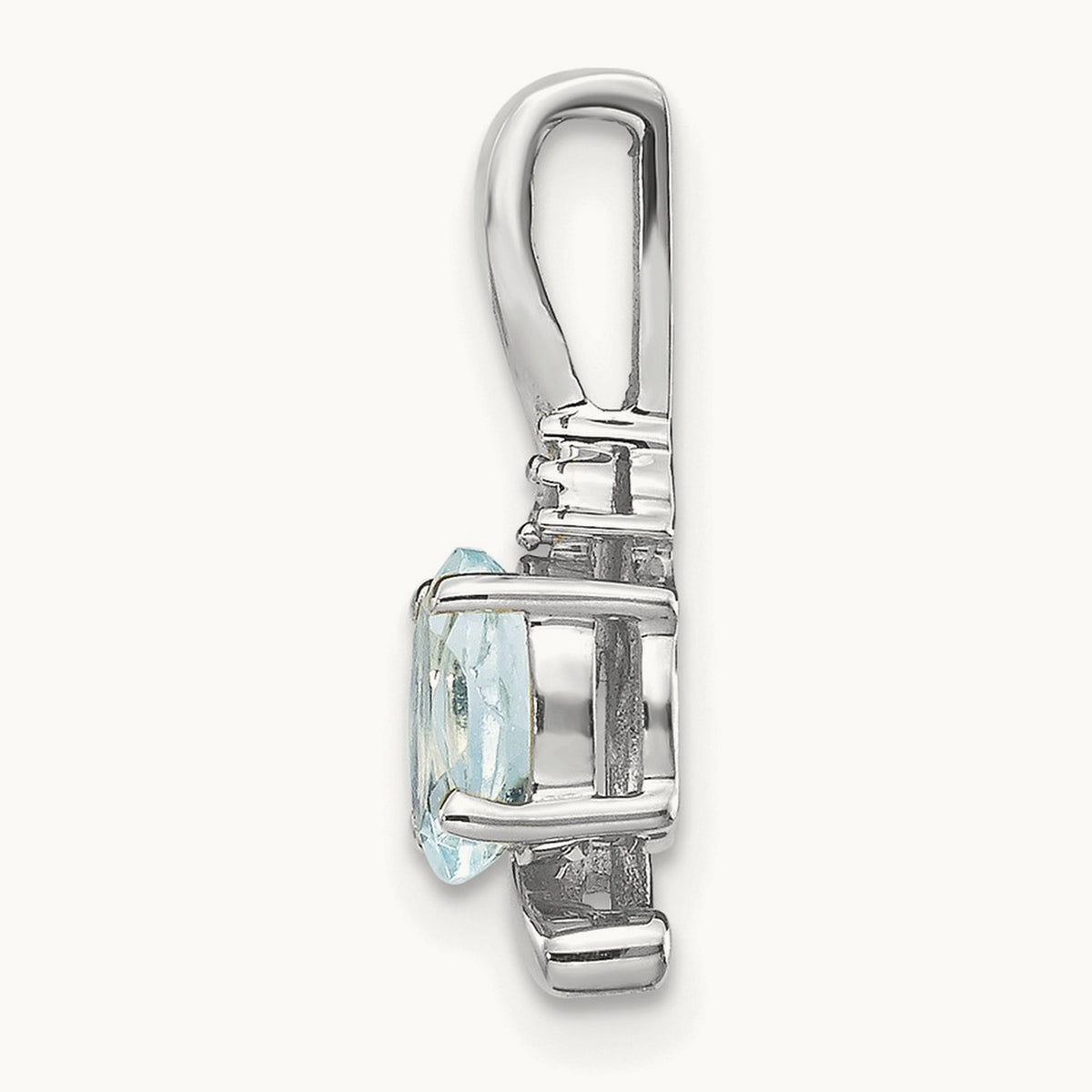Aquamarine and Diamond Pendant — 14K White Gold