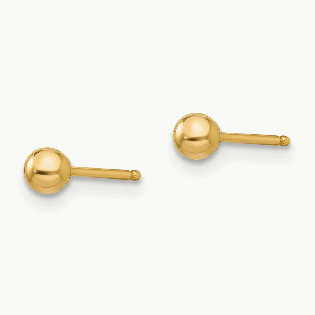 Polished Ball Post Earrings — 14K Yellow Gold, 3mm