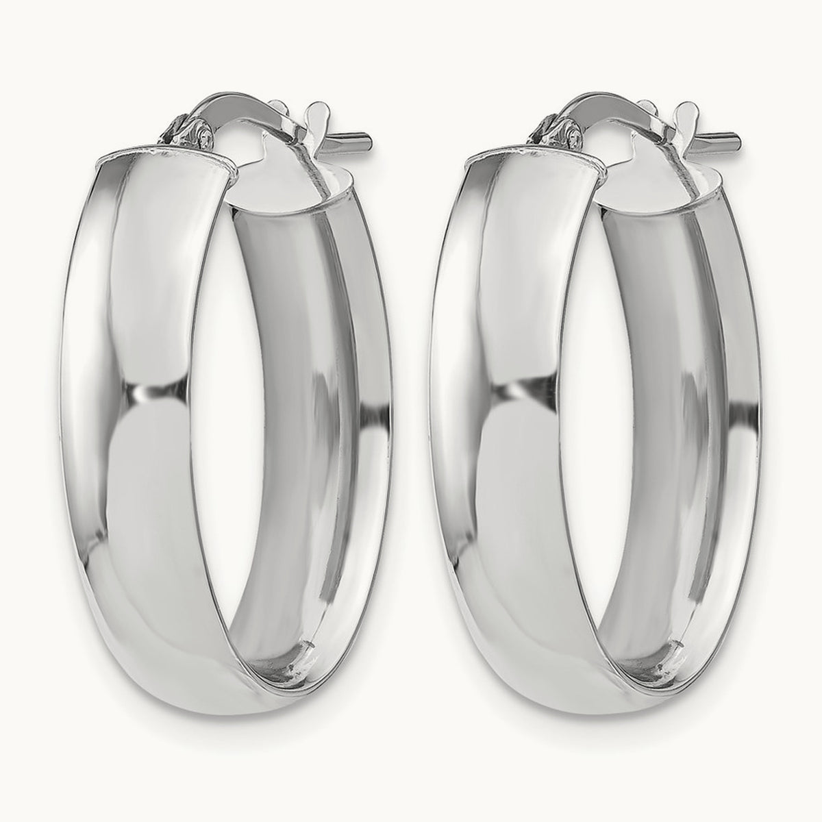 High Polished Oval Hoop Earrings — 14K Two-Tone Gold