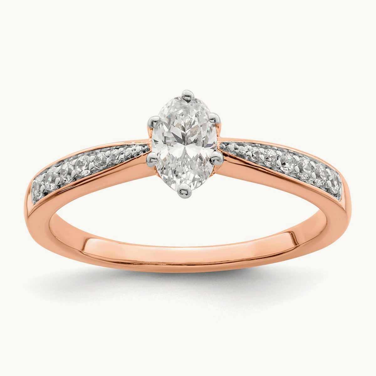 Oval Leaf Design Semi-Mount Ring — 1/2 ct, 7