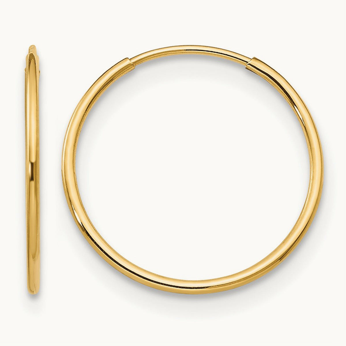 Endless Hoop Earrings — 14K Yellow Gold, 1mm