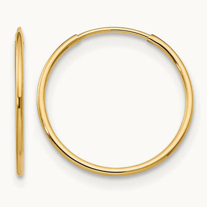 Endless Hoop Earrings — 14K Yellow Gold, 1mm