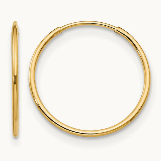 Endless Hoop Earrings — 14K Yellow Gold, 1mm