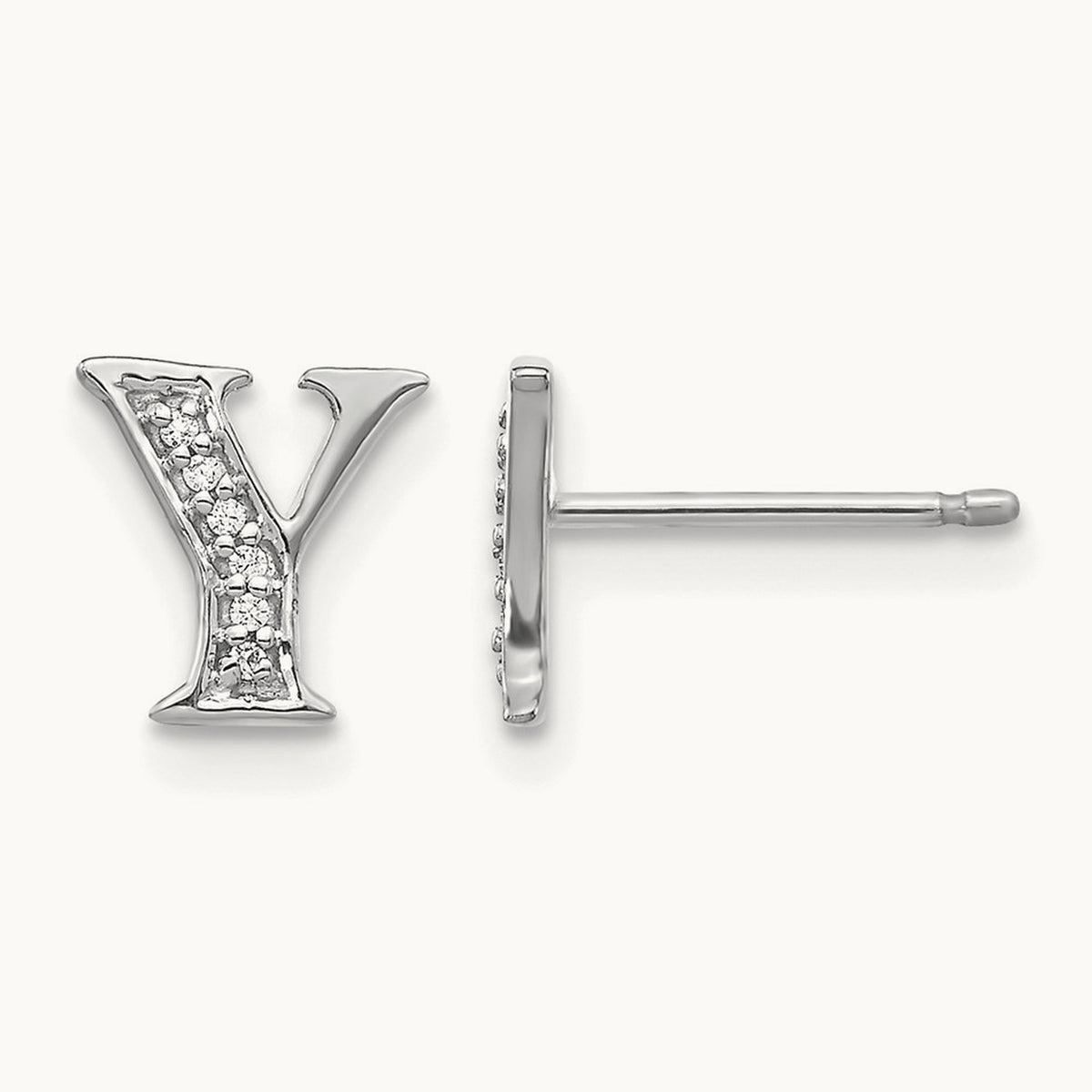 Diamond Earrings — 14K White Gold, 8mm, Y