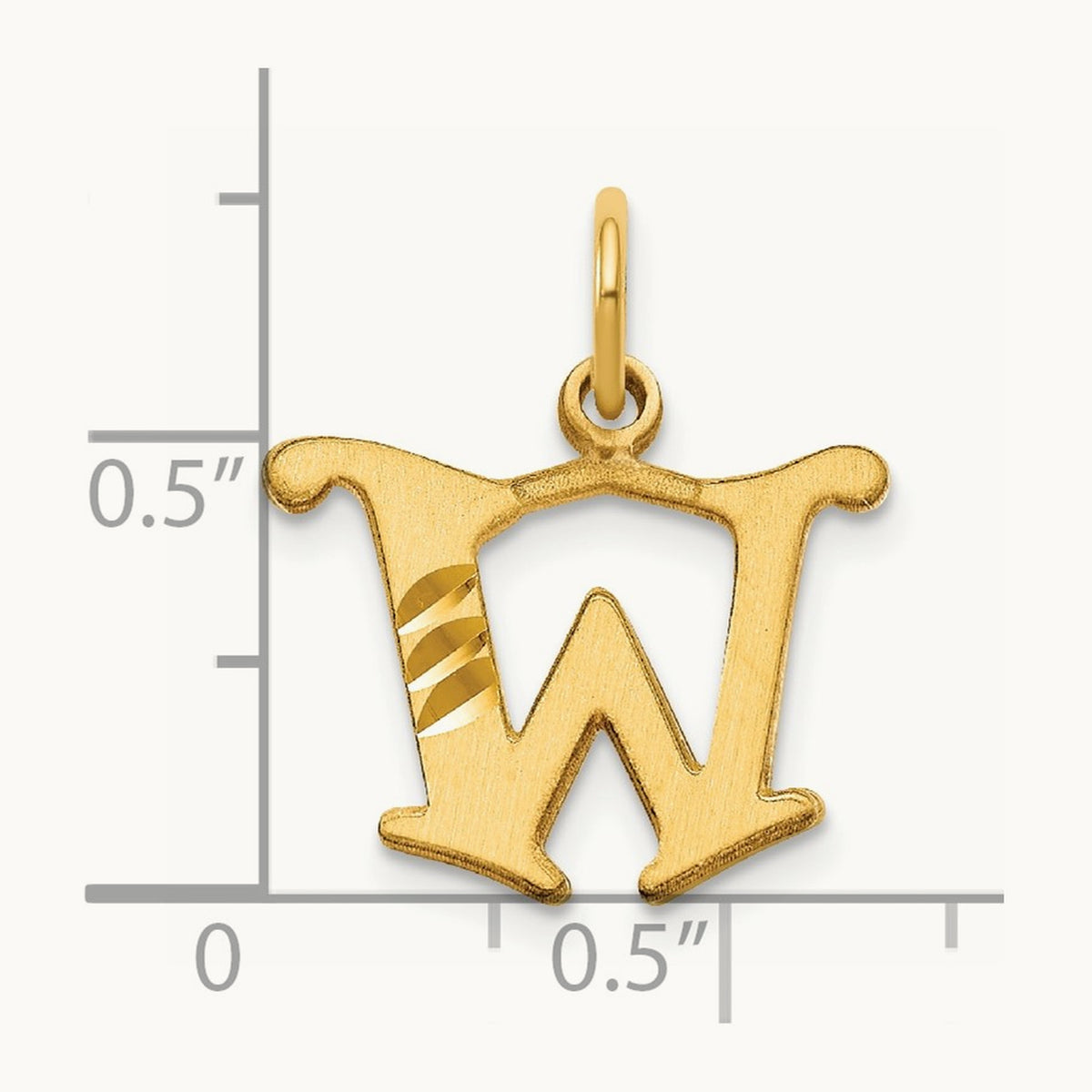 Diamond-cut Initial Charm — 14K Yellow Gold, W