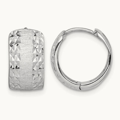 D/C Textured Hoop Earrings, 14K White Gold