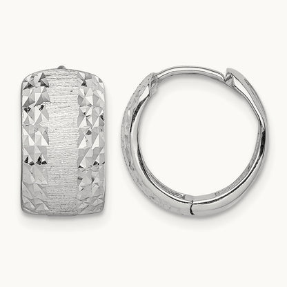 D/C Textured Hoop Earrings, 14K White Gold