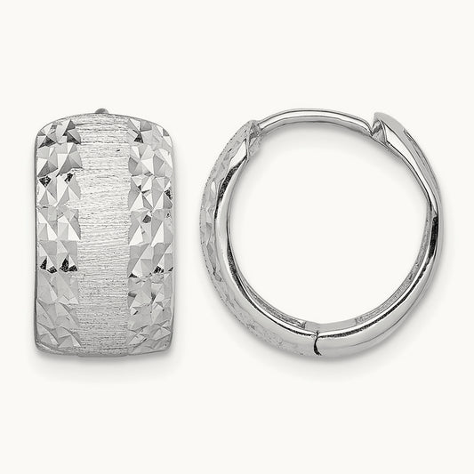 D/C Textured Hoop Earrings, 14K White Gold