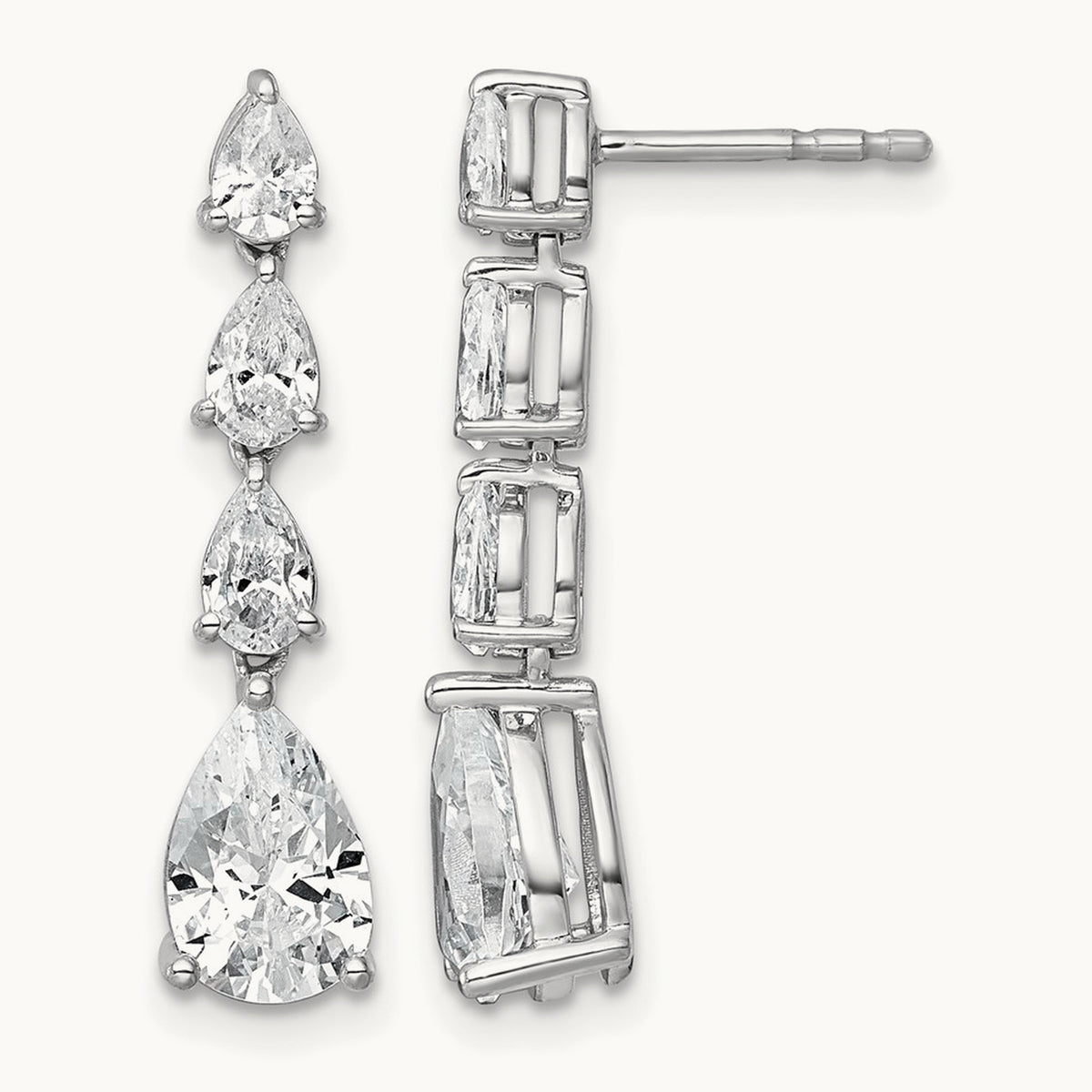 Fashion Dangle Post Earrings, 3.00 ct tw Lab-Grown Diamond — 14K White Gold