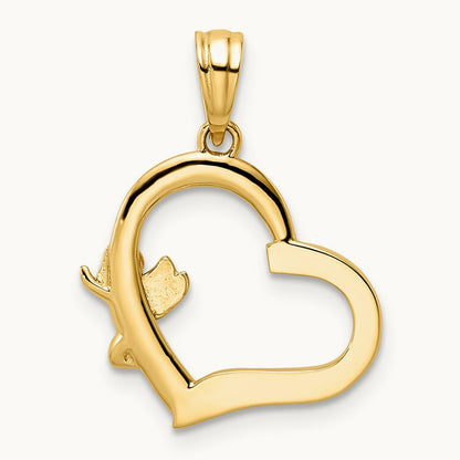 & White Rhodium Cherub on Heart Pendant, 14K
