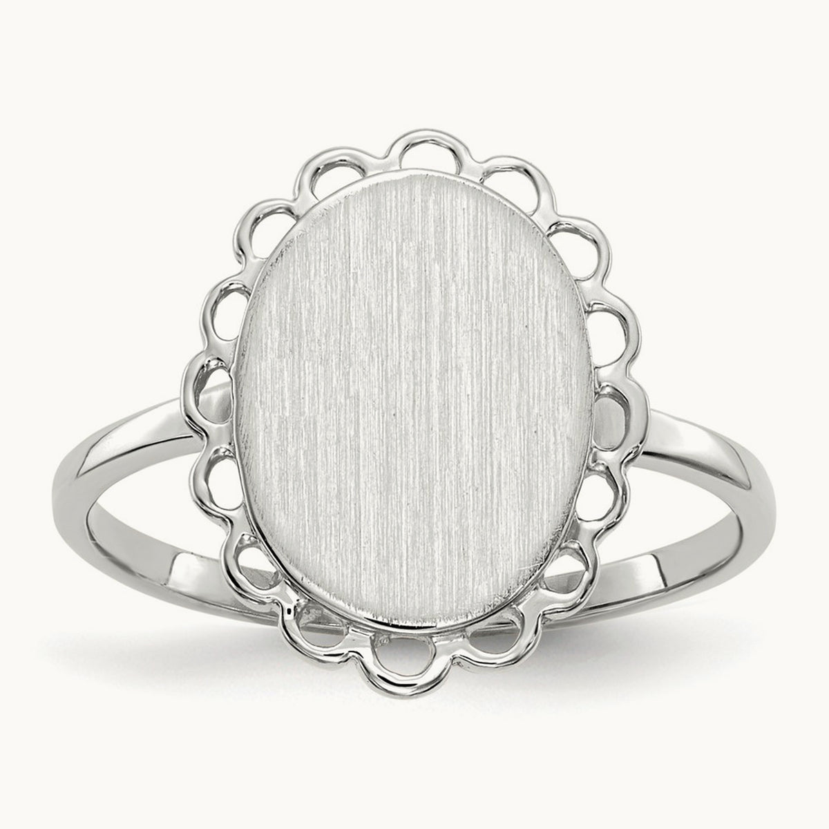 9.0x11. Open Back Signet Ring, 5mm, 14K White Gold