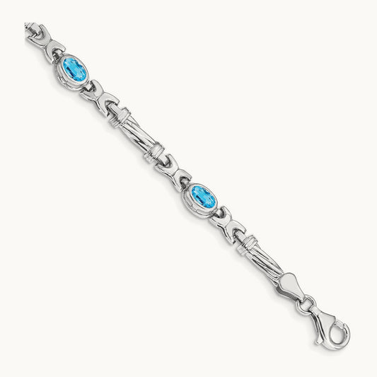 Blue Topaz Bracelet, 14K White Gold