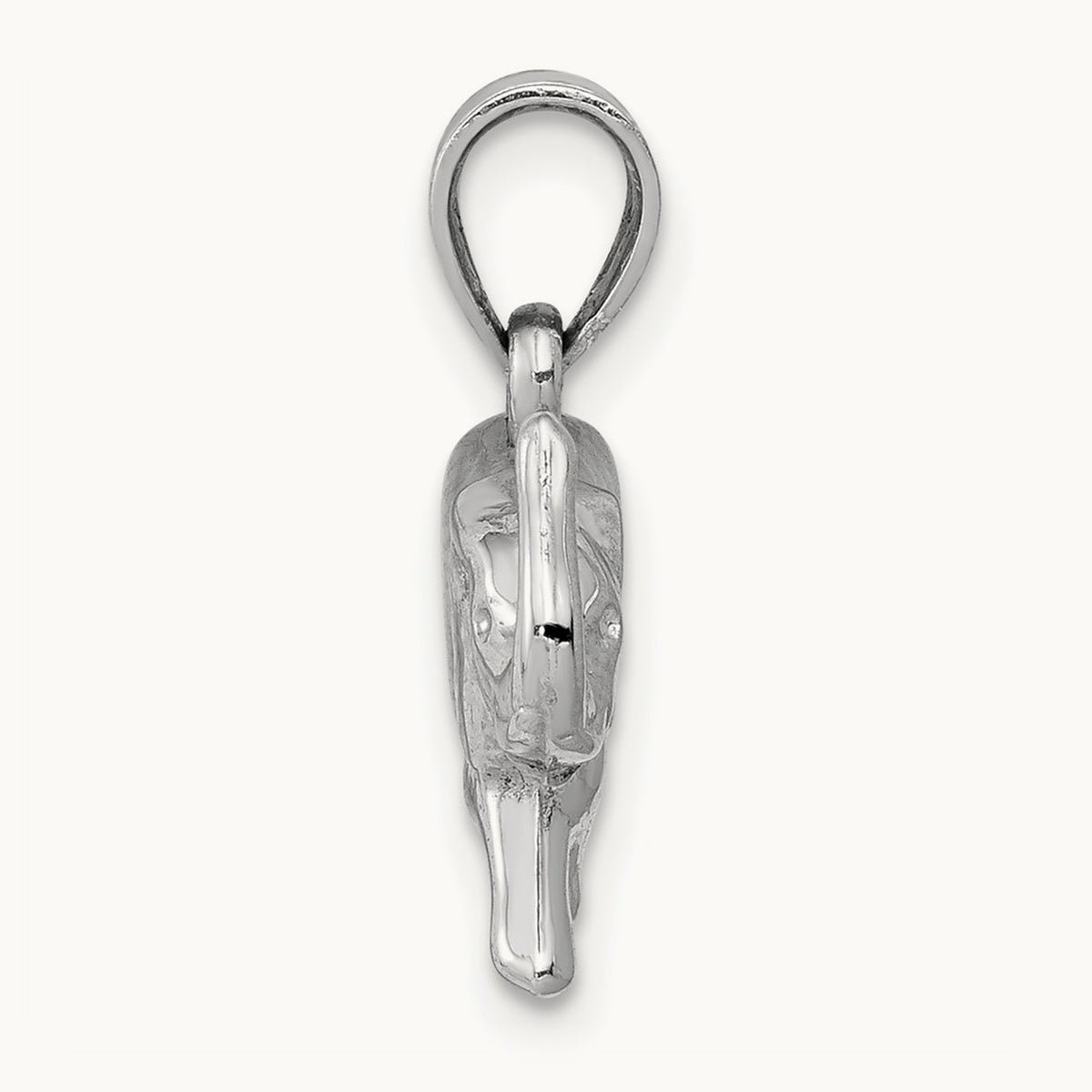 3D Polished Elephant Pendant, 14K White Gold