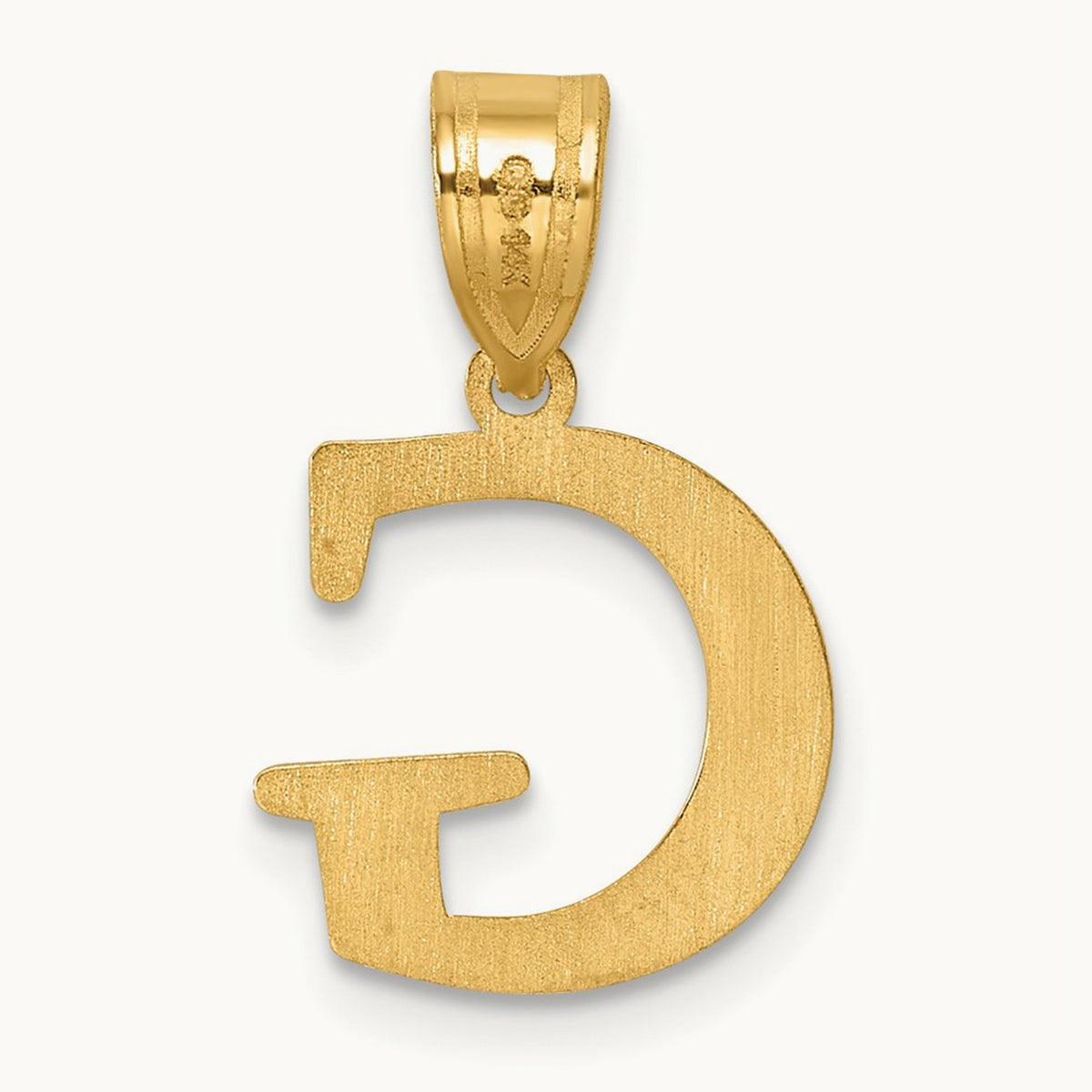 Polished Etched Letter G Initial Pendant, 14K