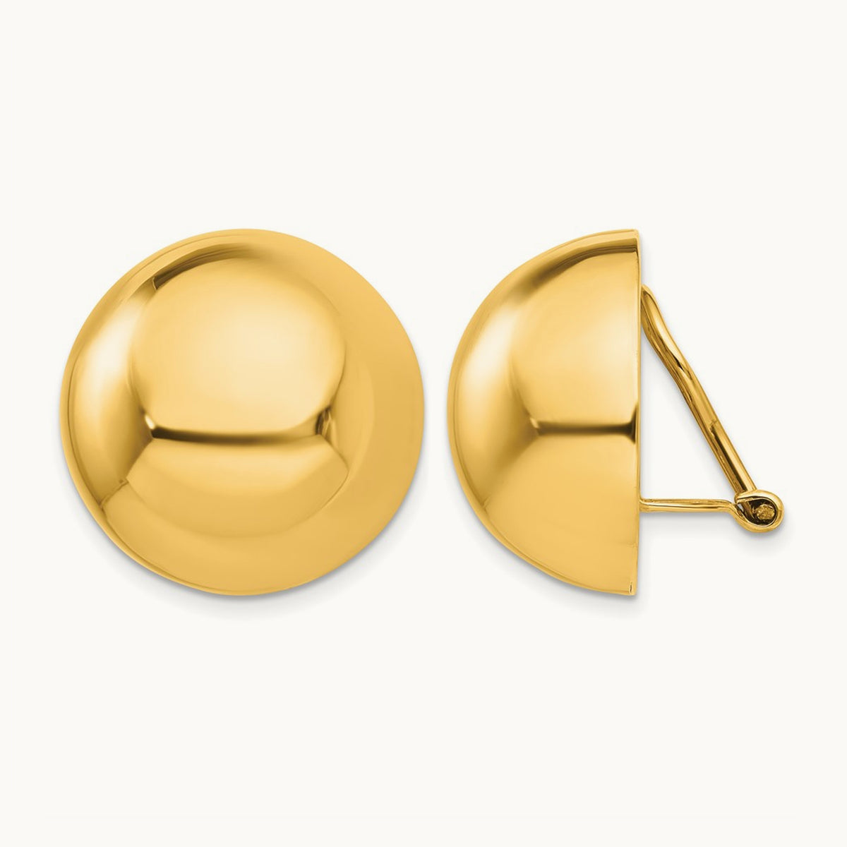 Omega Clip Half Ball Non-pierced Earrings — 20mm