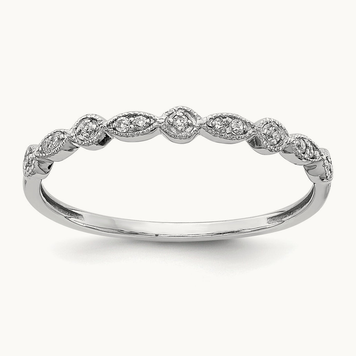 Diamond Fancy Band — 14K White Gold, 6.75