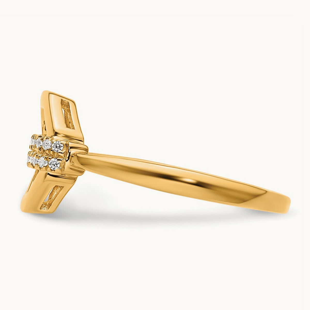 Polished Diamond Octogon Fashion Ring, 14K