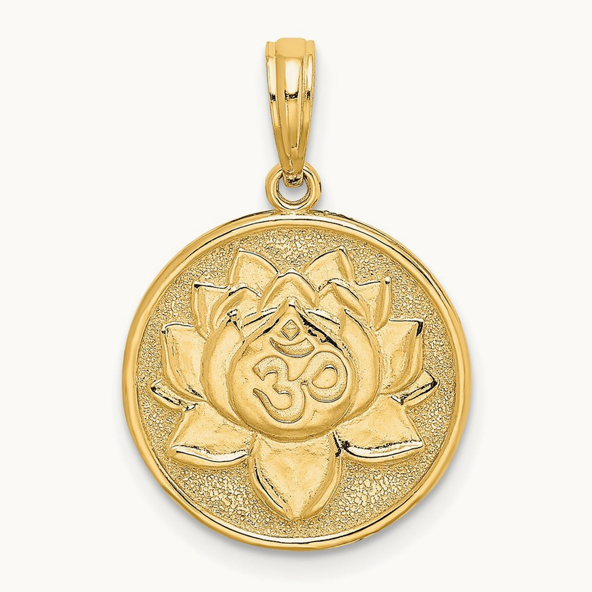 Enameled Om w/Lotus Flower on Reverse Charm, 14K